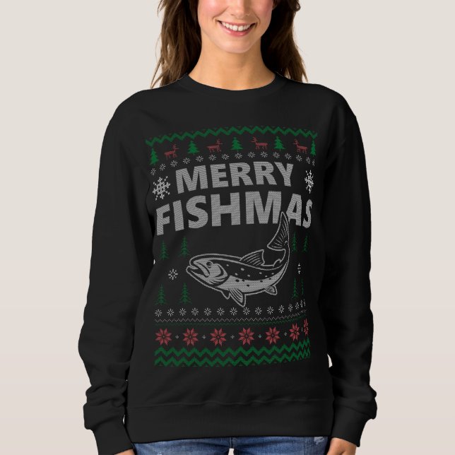 Sudadera Merry Fishmas Navidades feos Pajama Costuma Fishma (Anverso)