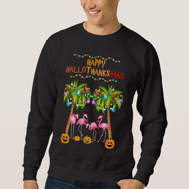 Sudadera Merry Flamingo Halloween Christmas Happy Hallothan (Anverso)