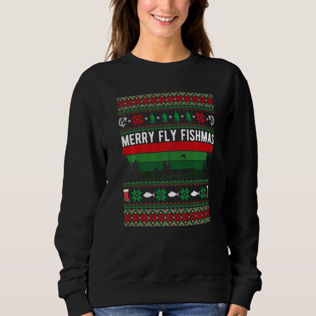 Sudadera Merry Fly Fishing Fishmas Ugly Christmas Style Xma (Anverso)