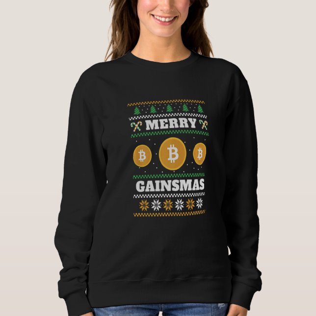 Sudadera Merry Gainsmas Crypto Christmas Bitcoin  Holiday B (Anverso)