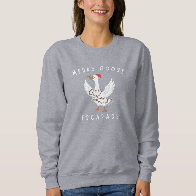 Sudadera Merry Goose Escapade Christmas Lights Gift (Anverso)
