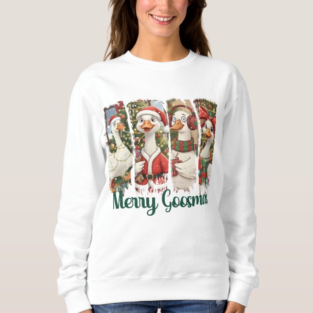 Sudadera Merry Goosmas Cute Brushstroke Goose Christmas (Anverso)