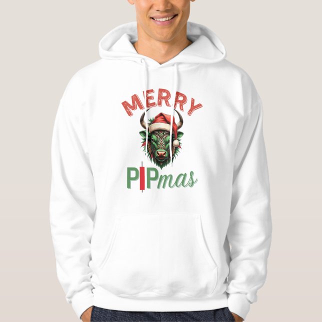 Sudadera Merry PIPmas Trading Bull Christmas Design – Funny (Anverso)