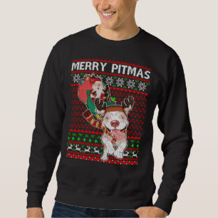 Sudadera Merry Pitmas Feo Navidades Pitbull Dog Swea