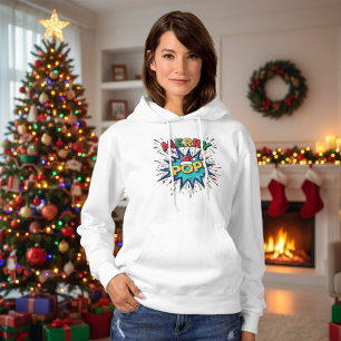 Sudadera Merry Pop: Arte Cómic Festivo Gorro de Santa Navid