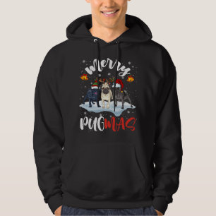 Sudadera Merry Pugmas Gracioso Santa Reindeer Elf Pug Dog C