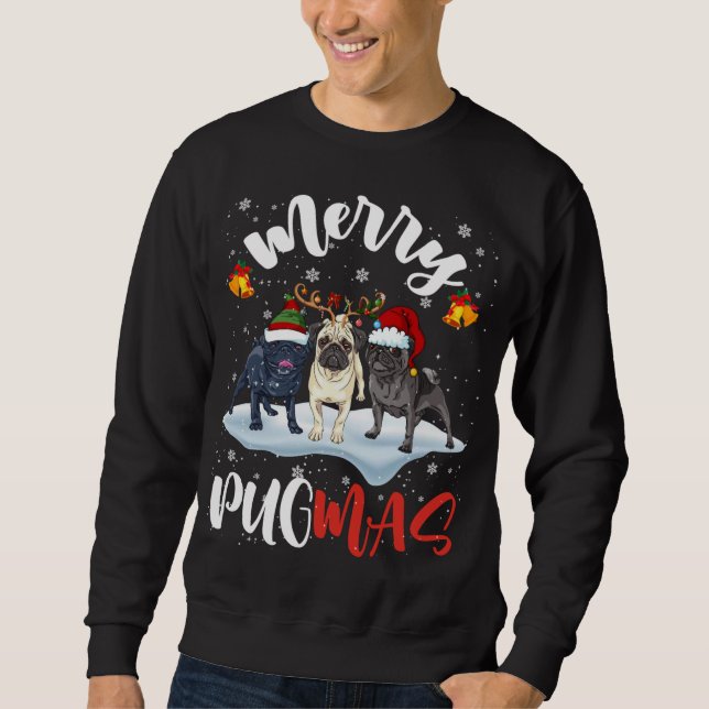 Sudadera Merry Pugmas Gracioso Santa Reindeer Elf Pug Dog C (Anverso)