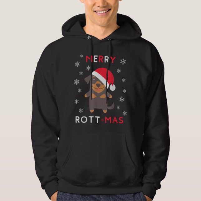 Sudadera Merry Rott Mas - Navidades divertidos Rottweiler X (Anverso)