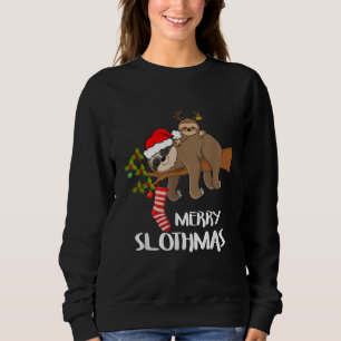 Sudadera Merry Sloth Santa Hat Amantes Navidades