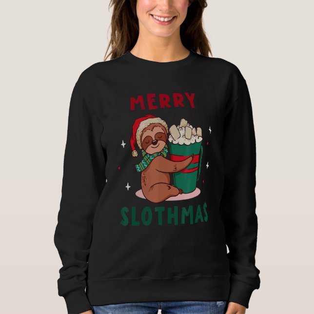 Sudadera Merry Slothmas Cute Cuddling Slots Marshmallow cal (Anverso)