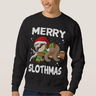 Sudadera Merry Slothmas Cute Slote Viste Santa Hat Cute Chr