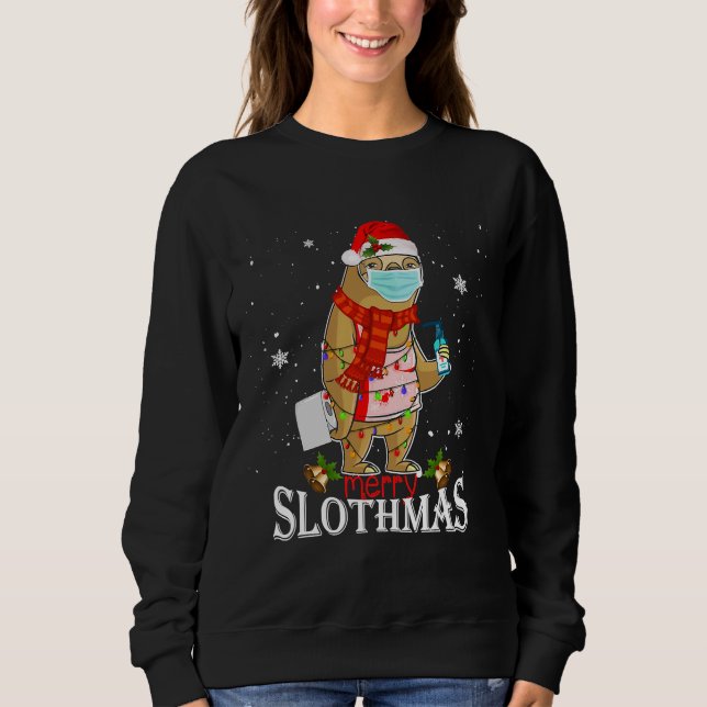 Sudadera Merry Slothmas Face Mask Divertido Sloth (Anverso)