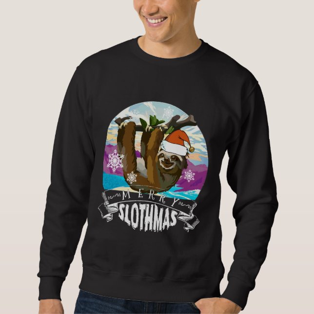 Sudadera Merry Slothmas Navidades Graciosos Pajama Por Slot (Anverso)