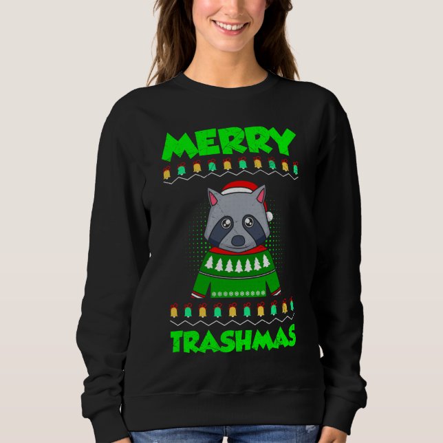 Sudadera Merry Trashmas Navidades de mapache Navidades feos (Anverso)