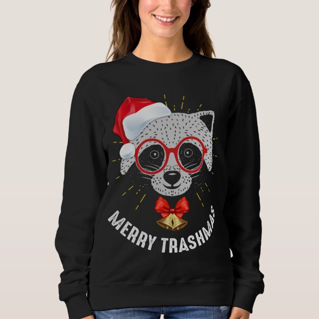 Sudadera Merry Trashmas Navidades divertidos Raccoon Trash  (Anverso)