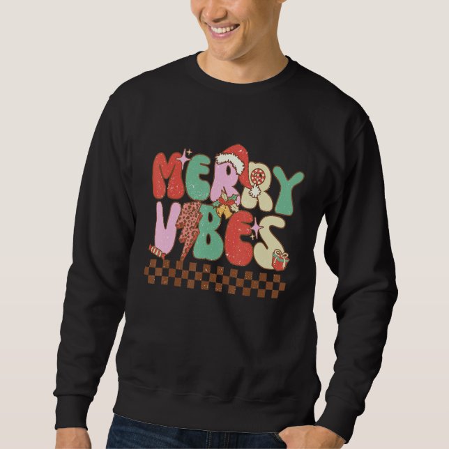 Sudadera Merry Vibes Retro Christmas Candy Cane Christmas v (Anverso)