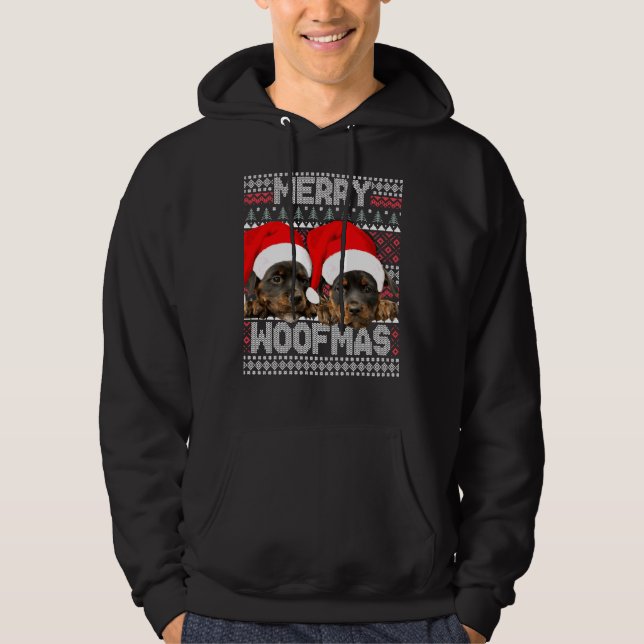 Sudadera Merry Woofmas Cute Rottweiler Cachorros Con Santa  (Anverso)
