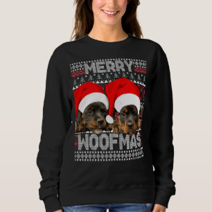 Sudadera Merry Woofmas Cute Rottweiler Cachorros Con Santa 