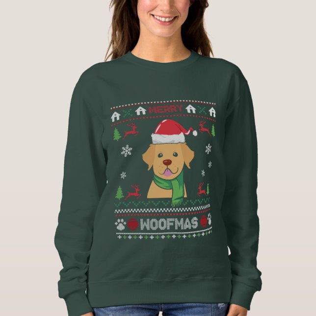 Sudadera Merry Woofmas Golden Retriever (Anverso)