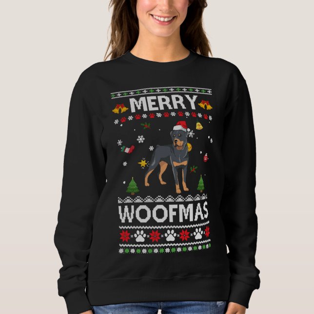 Sudadera Merry Woofmas Rottweiler Santa Reindeer Feo Chris (Anverso)