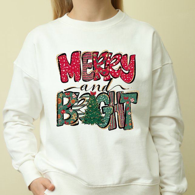 Sudadera Merry y Bright - Navidades familiares retro curado (Subido por el creador)