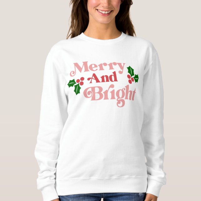 Sudadera Merry y Bright - Tipografía clásica de vacaciones (Anverso)