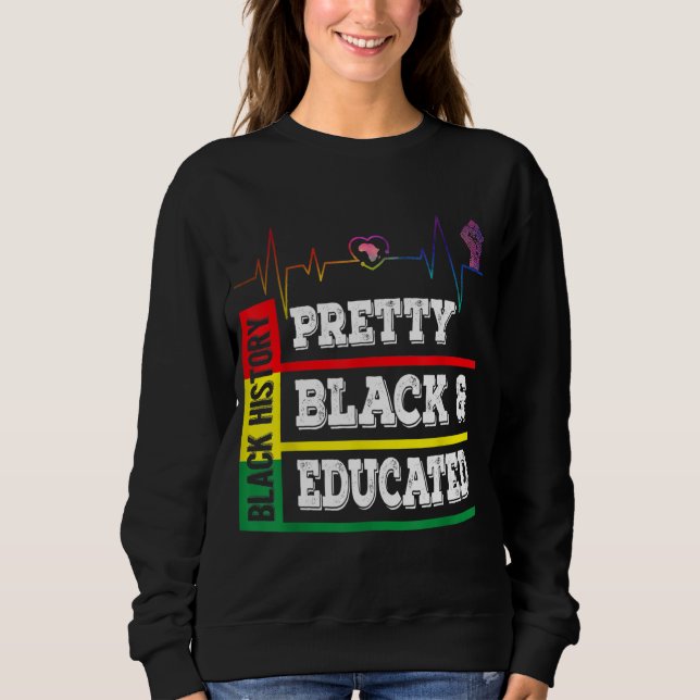 Sudadera Mes de historia negra Bonito corazón con educación (Anverso)