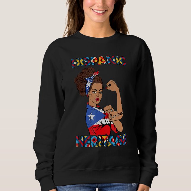 Sudadera Mes de la herencia hispánica Puerto Rico Chica a j (Anverso)