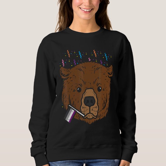 Sudadera Mes Del Orgullo Del Oso De Bandera Asexual Lgbtq A (Anverso)
