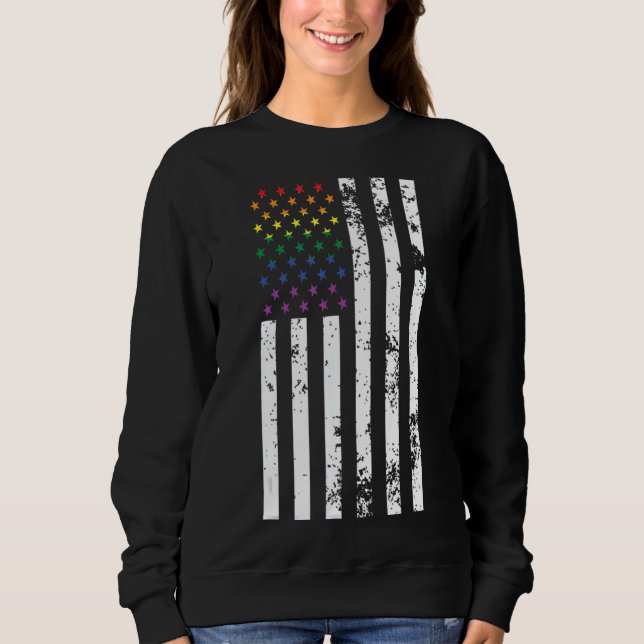 Sudadera Mes Del Orgullo Lgbt Apoyo Con Arcoiris Estadounid (Anverso)