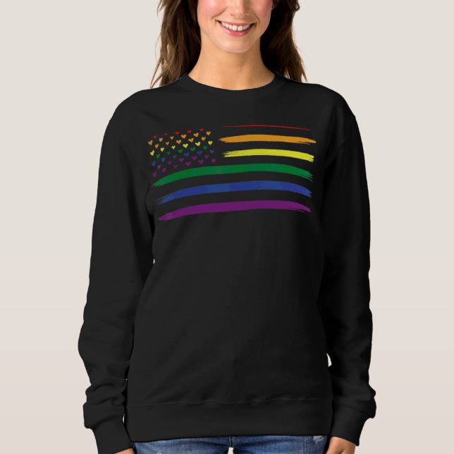 Sudadera Mes Del Orgullo Lgbt Apoyo Con Arcoiris Estadounid (Anverso)