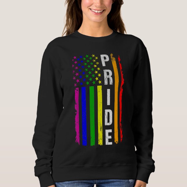 Sudadera Mes Del Orgullo Lgbt Apoyo Con Arcoiris Estadounid (Anverso)