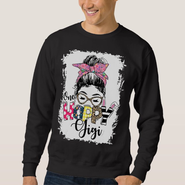 Sudadera Messy Bun Bunny One Hoppy Gigi Leopard Happy Easte (Anverso)