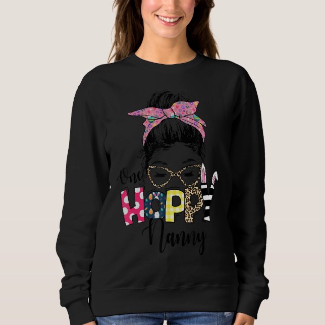 Sudadera Messy Bun Bunny One Hoppy Leopard Happy East (Anverso)