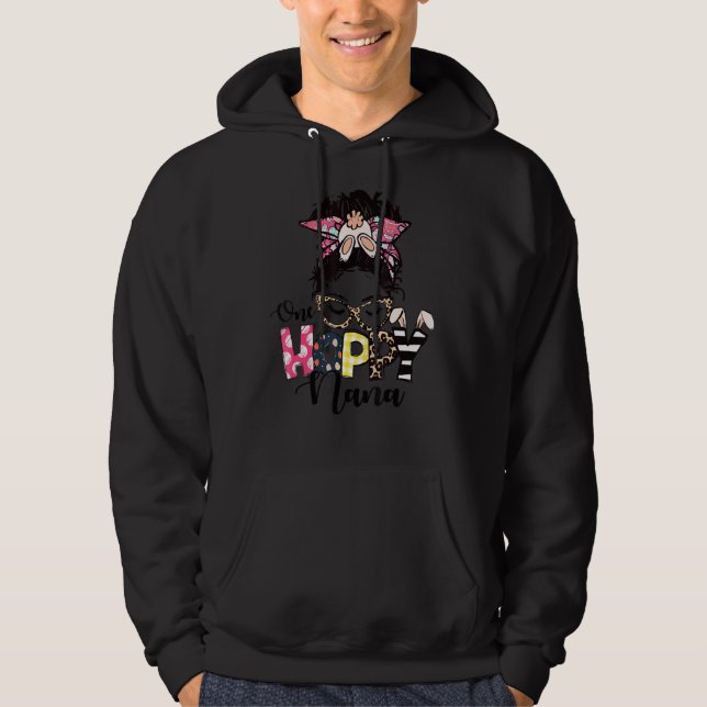 Sudadera Messy Bun Bunny One Hoppy Leopard Happy Easte (Anverso)