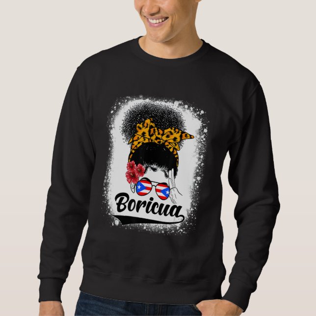 Sudadera Messy Bun Hair Boricua Puerto Rico Puerto Rican Fl (Anverso)