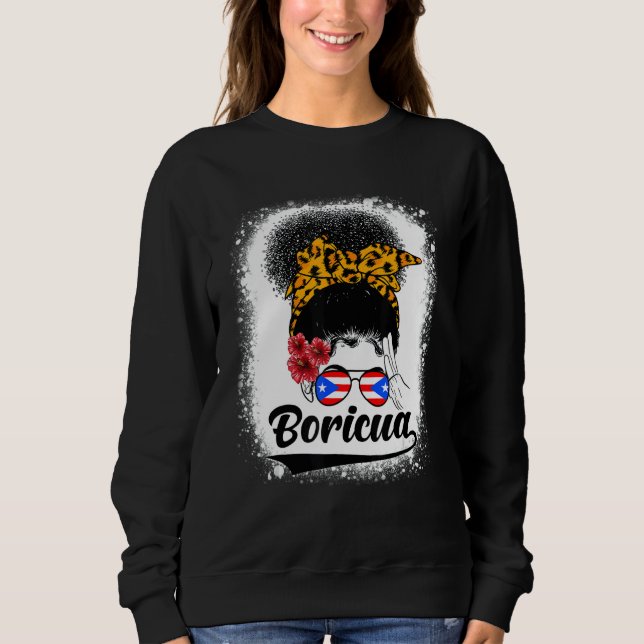Sudadera Messy Bun Hair Boricua Puerto Rico Puerto Rican Fl (Anverso)