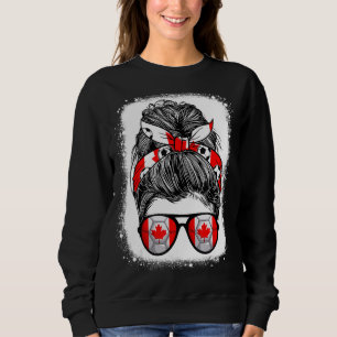 Sudadera Messy Bun Hair Canada Bandera Glass Canadienses Ch