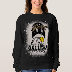 Sudadera Messy Bun Mom De Ambos Softball De Béisbol, Ocupad