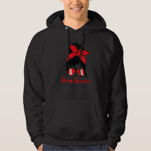 Sudadera Messy Bun Stroke Survivae Awareness Red Ribbon Bra
