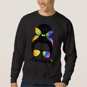 Sudadera Messy Hair Bun Orgullosa Hermana Lgbt Apoyo al Org