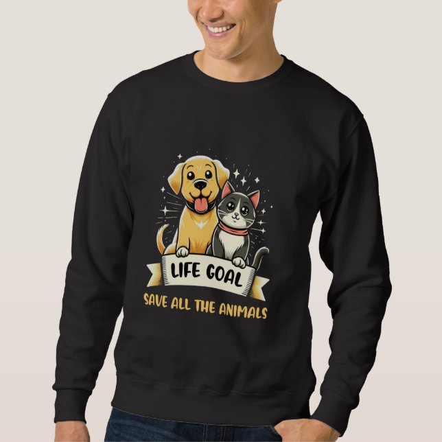 Sudadera Meta de vida salvar a todos los animales refugio d (Anverso)