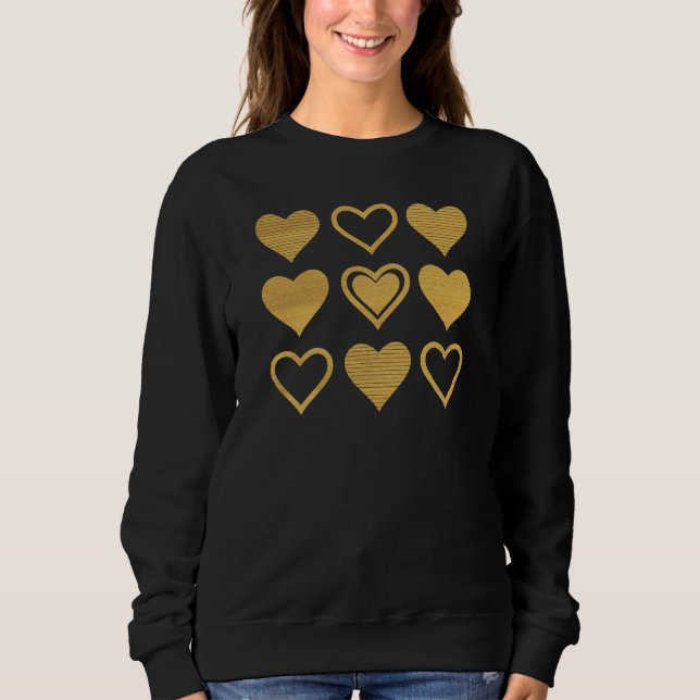 Sudadera Metallic Gold Accent Hearts Valentine’s Gift (Anverso)