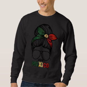 Sudadera México desordenado cabello de un pelo bandera mexi