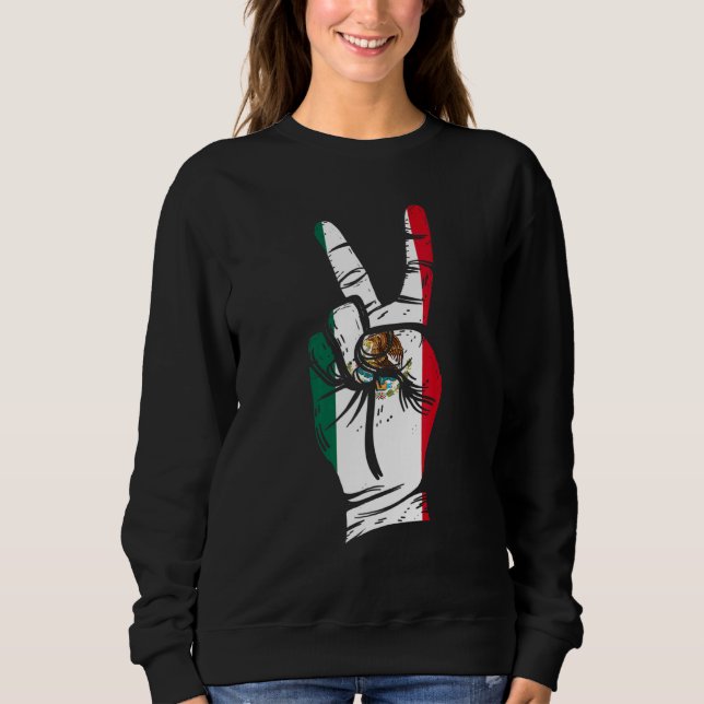 Sudadera Mexico Flag Hand Peace Sign Mexico (Anverso)