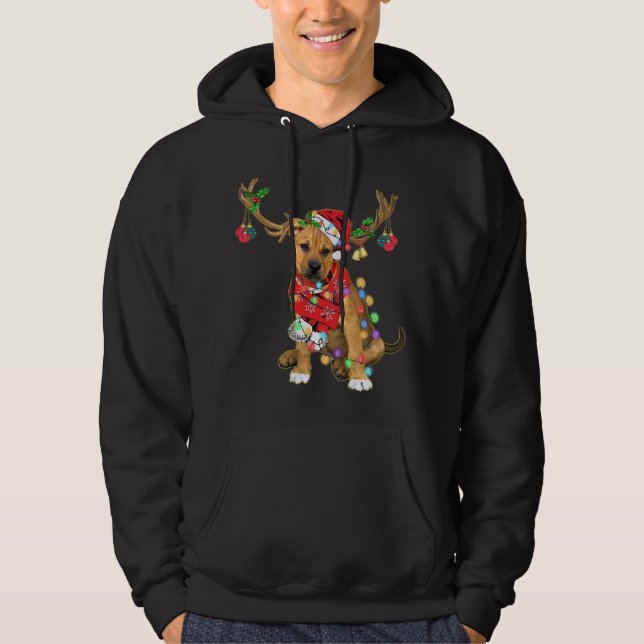 Sudadera Mezcla de boxeadores de Pitbull Navidades de renos (Anverso)