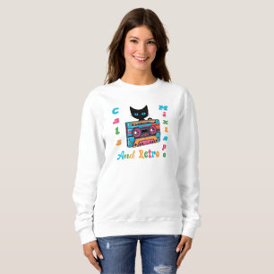 Sudadera Mezcla de gatos y retro, cinta cassette, retro,