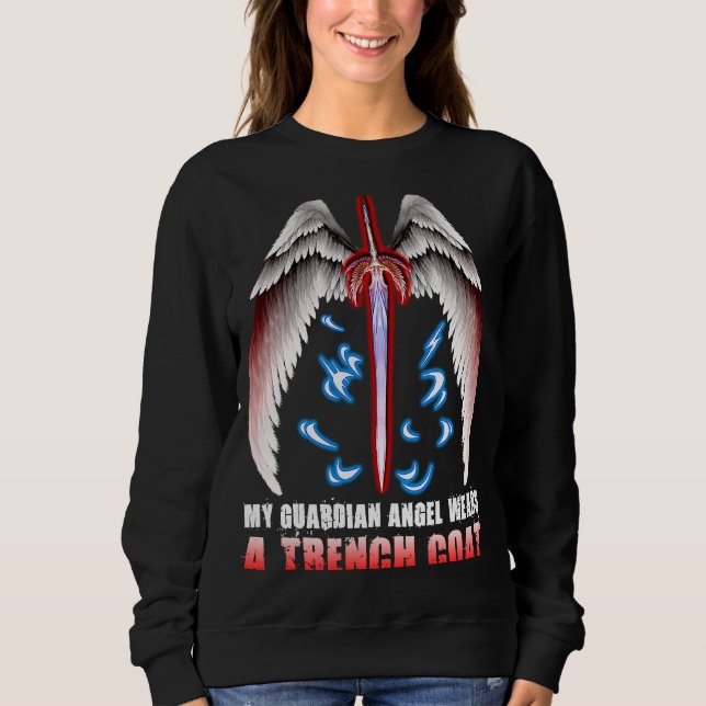 Sudadera Mi Ángel Guardian Usa Un Abrigo Fantasma (Anverso)