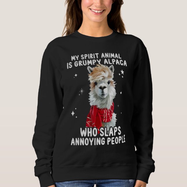 Sudadera Mi Animal Espiritual Es Una Alpaca Grumpy Que Golp (Anverso)