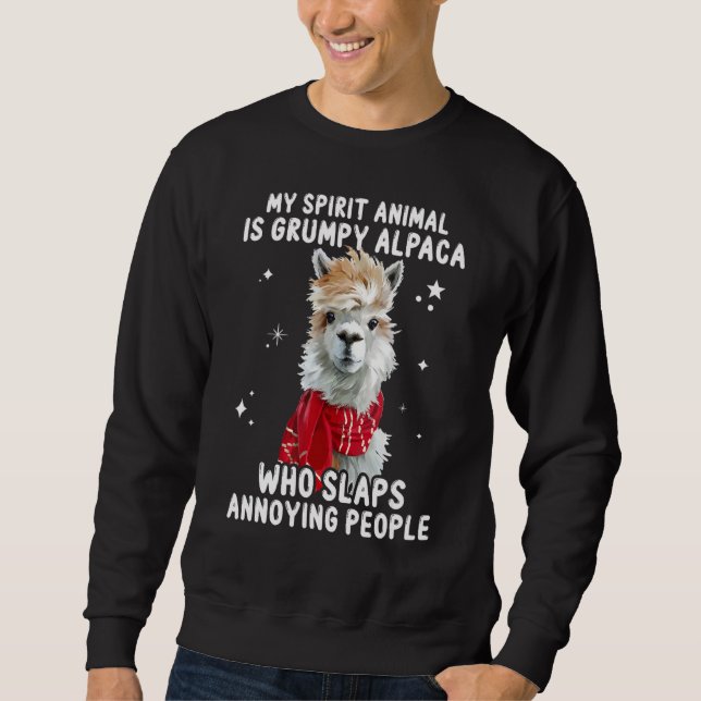 Sudadera Mi Animal Espiritual Es Una Alpaca Grumpy Que Golp (Anverso)